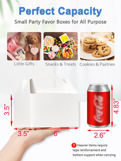 Shallive 50 Pcs Small Party Treat Boxes, Goodie Box for Kids Birthday White