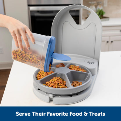 PetSafe Automatic Dog Feeder, 5 Meals, 40 oz Capacity, Plastic, for Dry Food, Multiple Pets
