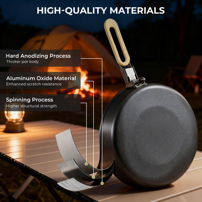 Alocs Camping Cookware, Portable Non-Stick Camping Pan Set with Enhanced Handle, Ideal for Outdoor Kitchen, Picnic, Hiking and Fishing