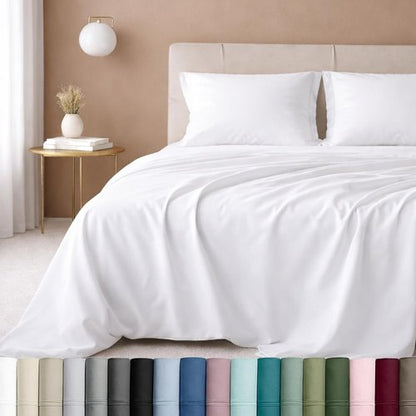 California Design Den Queen Sheet Set - Luxury 600 Thread Count Sateen, 100% Cotton Deep Pocket Sheets - White
