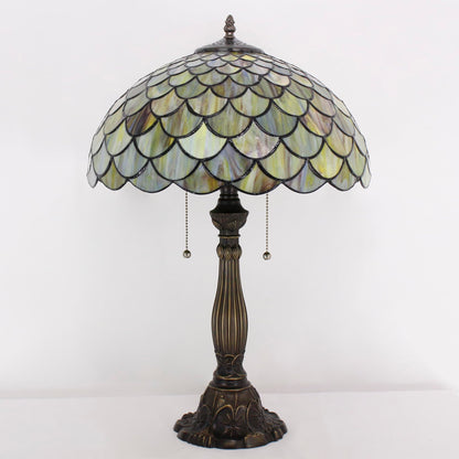 AVIVADIRECT Tiffany Table Lamp Stained Glass Fish Scales Style Antique Desk Reading Light 16X16X24 Inches Decor for Bedroom Living Room Home Office