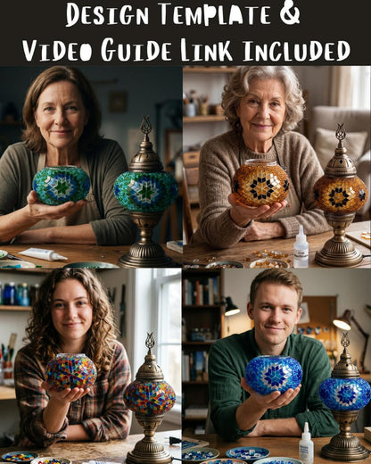 DEMMEX DIY Turkish Moroccan Mosaic Lamp Making Kit – No Grout – Fun, Easy, No Experience Required – Complete Mosaic Art & Craft Project Kit for Adults & Teens – Make Your Own Table Lamp (Turquoise)