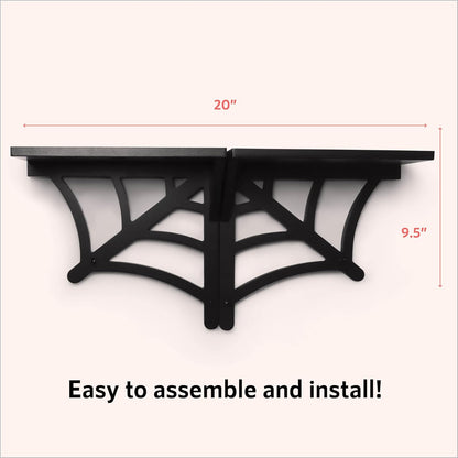 2 BELL BOOK AND CANDLE PC Spider Web Floating Shelves - Hang Separately or Together - Spooky Gothic Decor - Goth