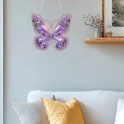 ARPADAMO Hanging Diamonds Art kit for Adult,DIY Butterfly Pendant Diamonds Painting Art Kit, 7.8x7.8 inch Acrylic Diamonds Painting Board Kit Ornament, Special Crystal Diamond Hanging Ornament