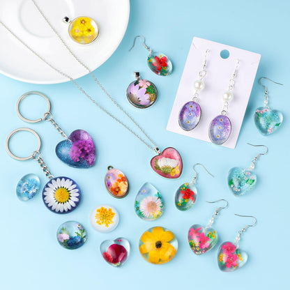 LET'S RESIN Cabochon Gems Resin Molds, 36 Cavities UV Resin Jewelry Making Kit with 16 PCS Metal Pendants Trays,Silicone Molds for Pendants,Earrings,Necklace