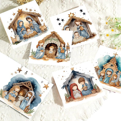 LSQFS 6Pcs Diamond Painting Greeting Cards Kits for Adults, 5.9"x 11.81" DIY Foldable Cards with Envelopes & Diamond Art Tools, Creative Diamond Art for Birthday Holiday Blessing