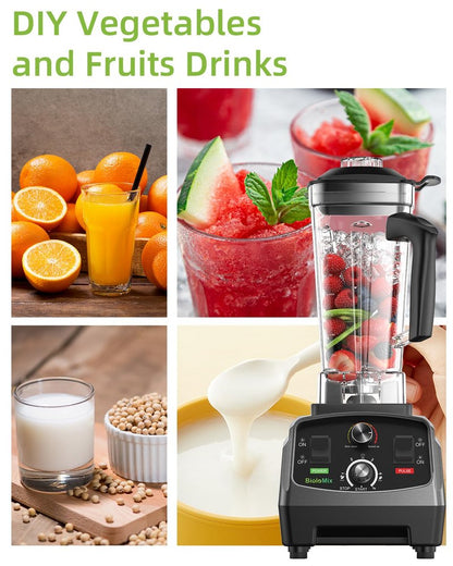 BioloMix Professional Smoothie Blender - 2200 Watt Motor, 68 Oz Large Capacity, High Speed Blender for Shakes, Smoothies, Ice Crushing, Frozen Fruits (with Extra Parts)