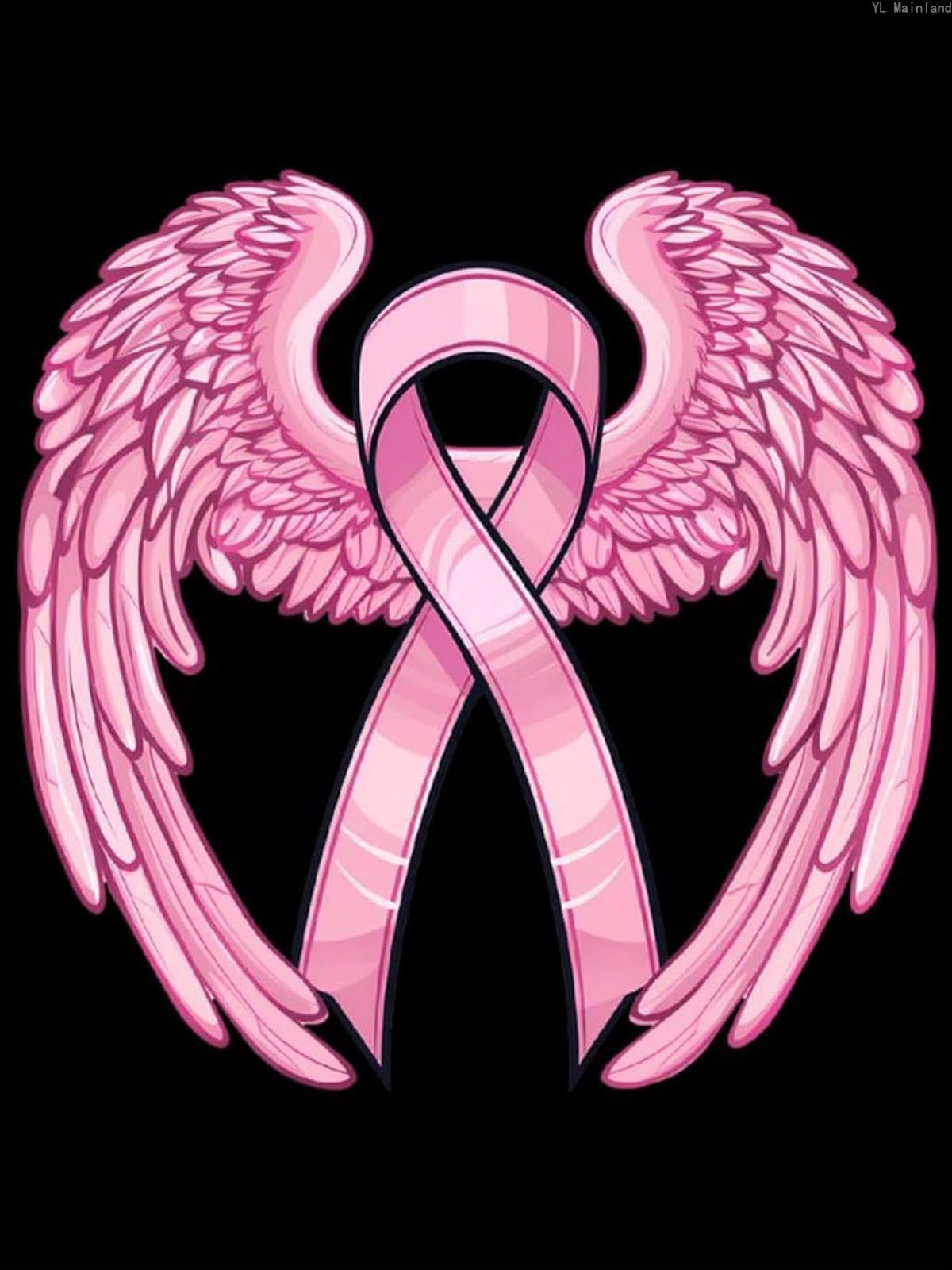 YL Mainland Breast Cancer Awareness Ribbon Funny Diamond Painting Kits for Adults Personalized Diamond Art Kits for Home Wall Decor 12x16 inch
