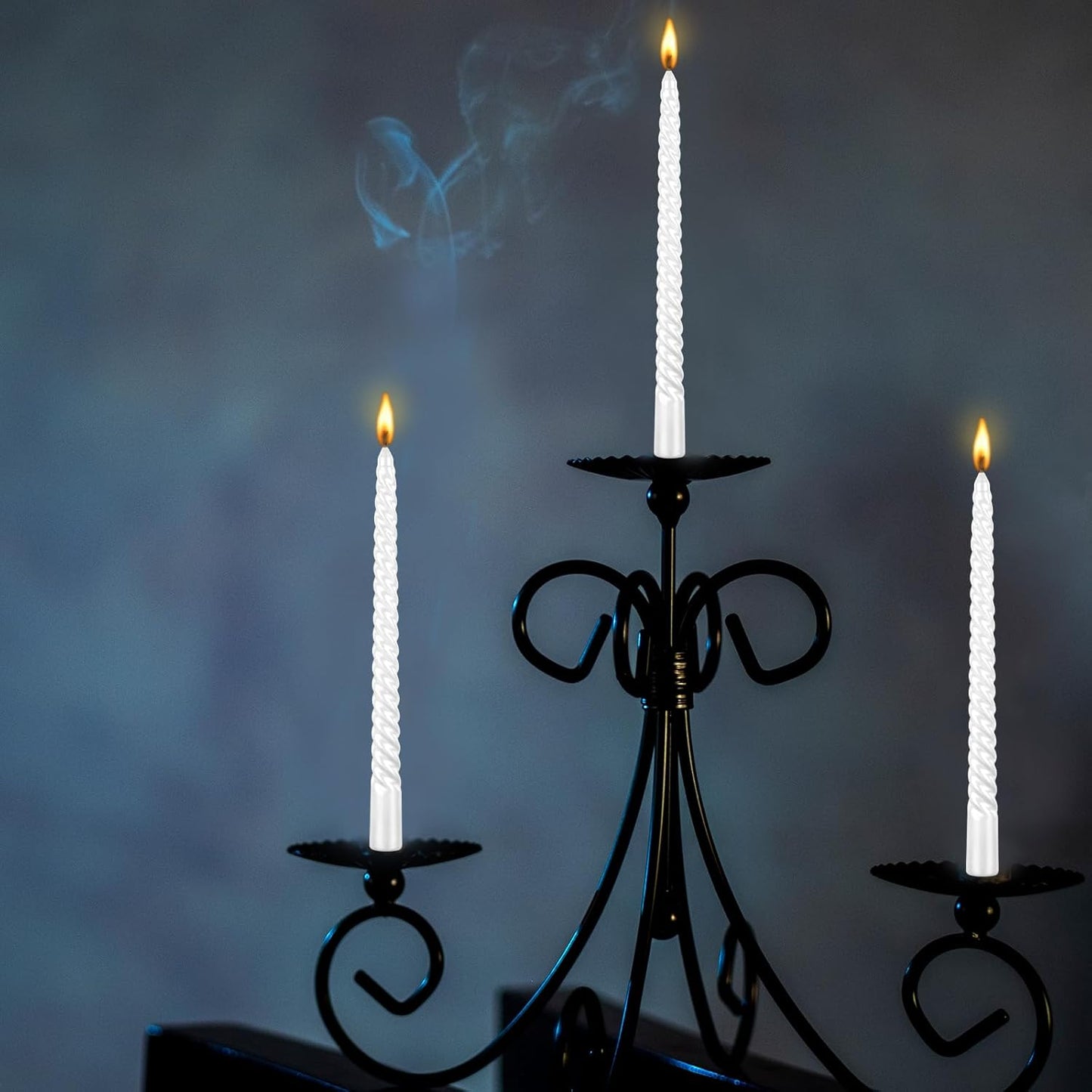 Kemladio 4 pcs 10 inch Taper Candles - Unscented Tapered Candles for Fancy Dinner, Halloween Party Decorations, White