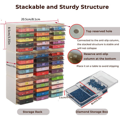 45 Pcs Diamond Storage Containers,Diamond Painting Sliding Trays ,Stackable Diamond Art Trays , 2-in-1 Art Carft Storage Box Set Line-Up for Diamond Accessories ,Bead and Jewelry (Transparent/45Pcs)