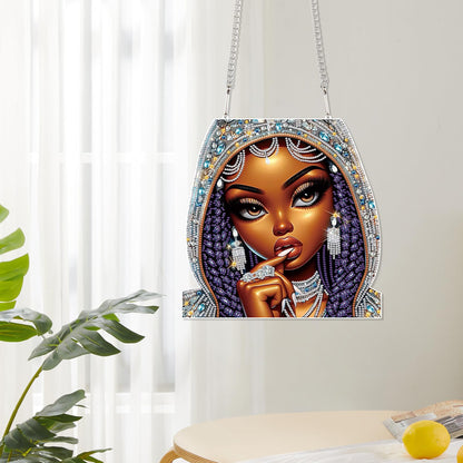 Focart 5D DIY Acrylic Special Shaped Diamonds Painting Hanging Pendant Kits, Lady Jewelry Diamond Art Hanging Window Pendant Ornament for Home Decoration and Gift