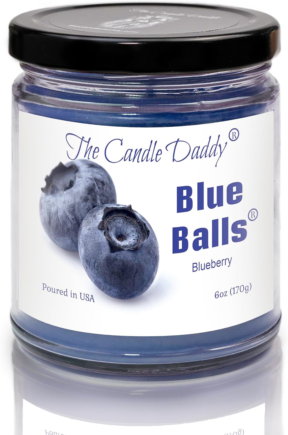 Two Blue Balls - Blueberry Scented 6 Ounce Jar Candle with 40 Hour Burn