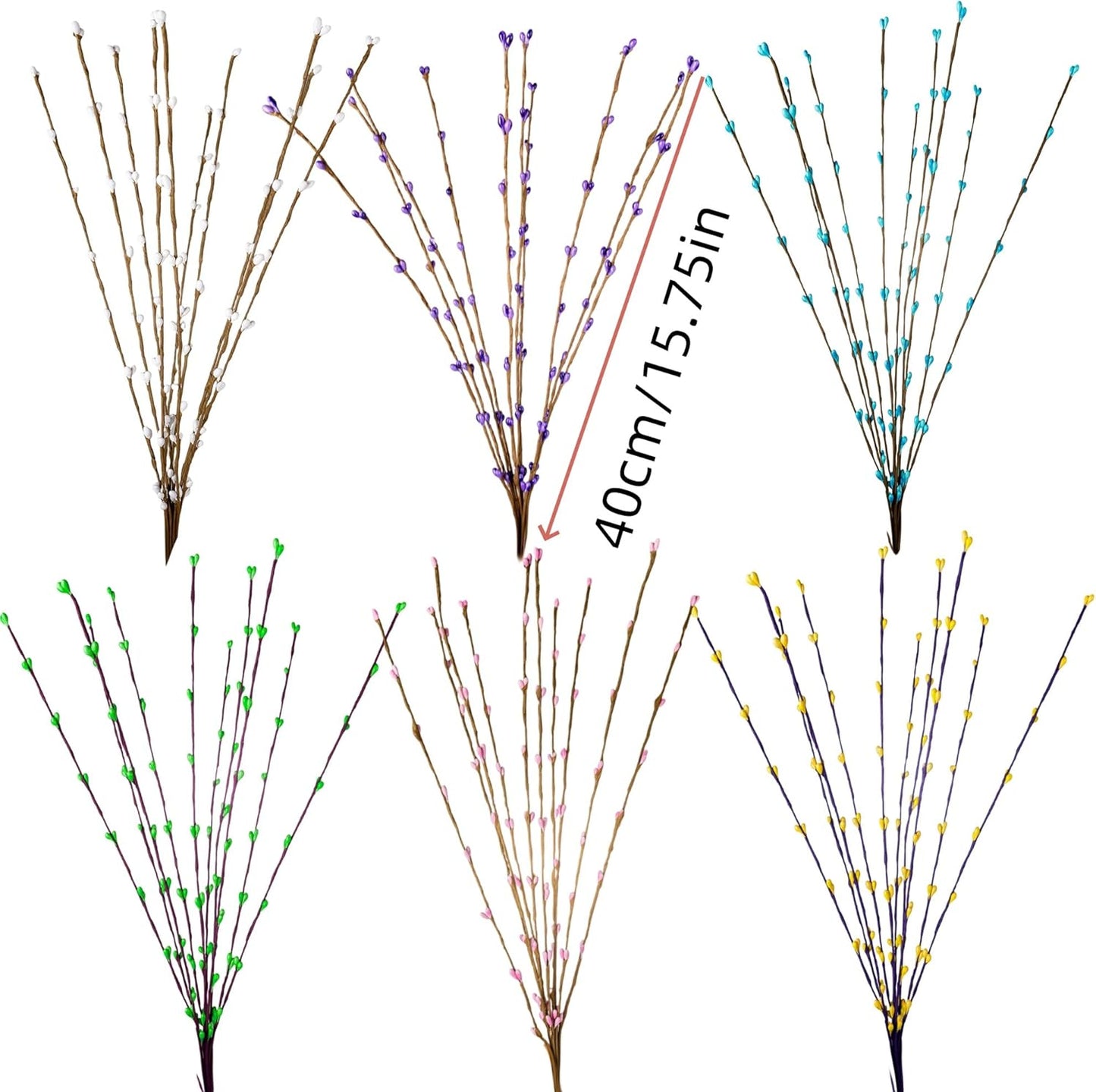 60 Pcs Easter Garland Parts Artificial Floral Picks Berry Stems Spring Pip Berry Sprays Pastel Picks Stems for Easter