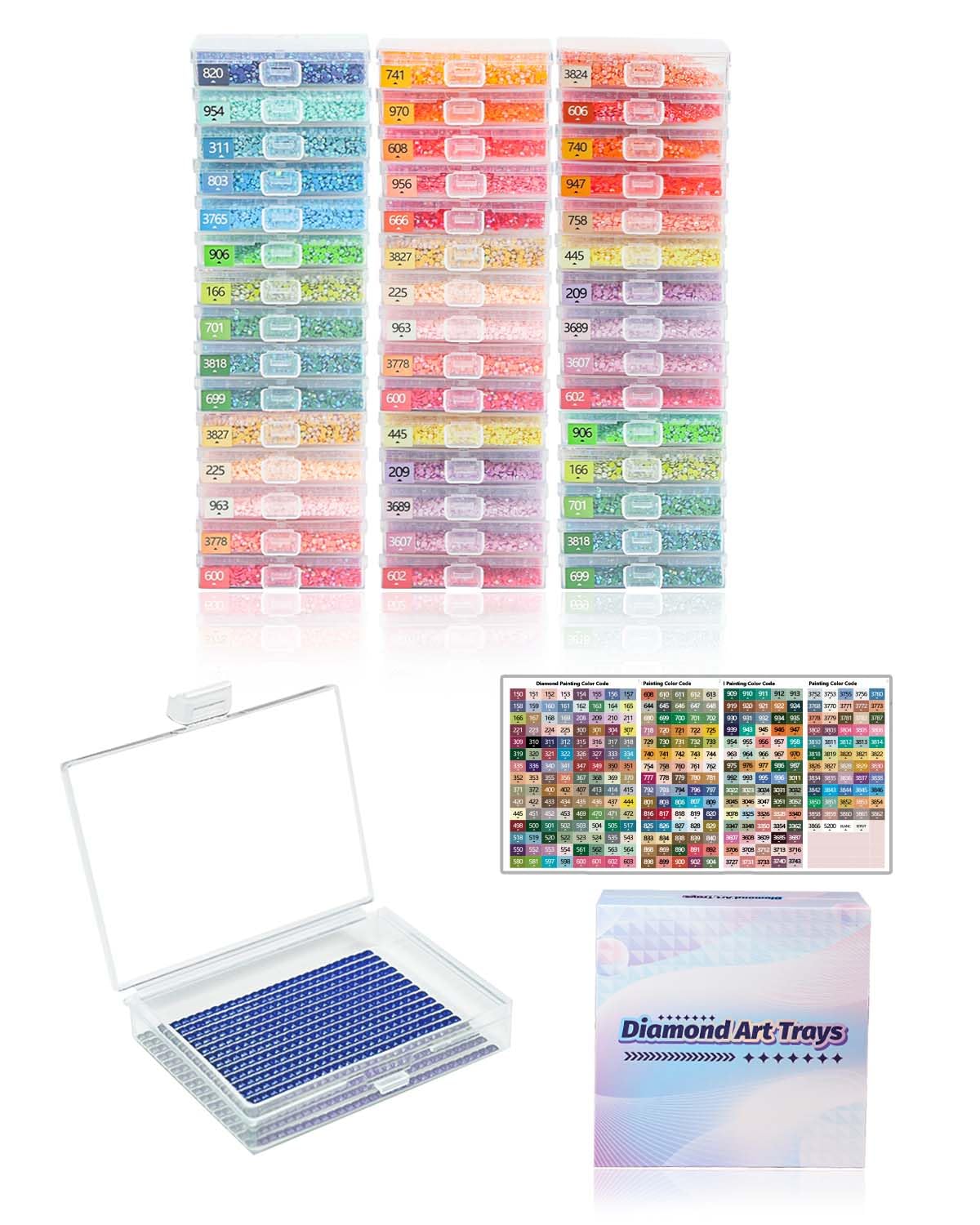 YBUTVY Diamond Art Trays with Lids, 45PCS Diamond Painting Trays with Lids ＆ Diamond Art Storage, Gift Box Diamond Painting Accessories for Diamond Art Beads