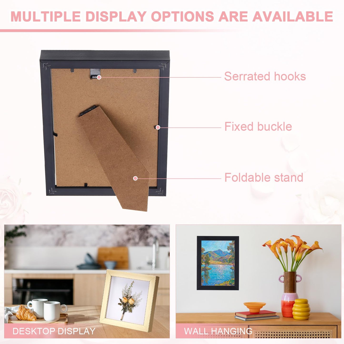 uxcell 4x6 Inch Shadow Box Display Frame, 2cm Deep Photo Shadow Box Plastic Display Case Wall Mount & Tabletop Display for DIY Photos Flowers Memorabilia Wedding Birthday, Gold