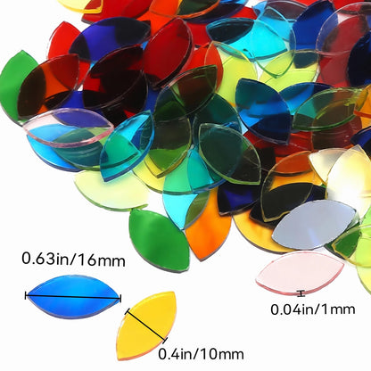 HJRTIUOH 100g Petal Mosaic Tiles, High Transparency Stained Glass Mosaic Tiles, DIY Handmade Lampshade Artwork and Stained Glass Projects, Approx. 360 Pieces,Reddish