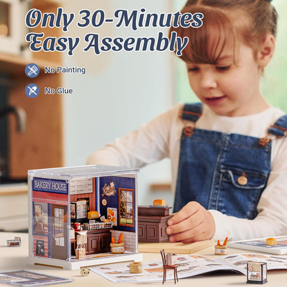 Rolife Mini Super Creator Series, DIY Miniature Butter Bakery House Dollhouse Kit, Bulid Scenary for Action Collectible Figures,Creative Gifts for Adults Women