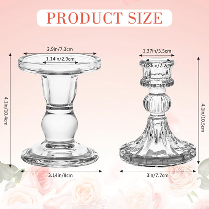Unity Candle Holder - Glass Candle Holders for Pillar Candles Taper Candles, Glass Candlestick Holders Set of 3, Decorative Clear Glass Candlestick Holder for Wedding Table Dinning Church Centerpiece