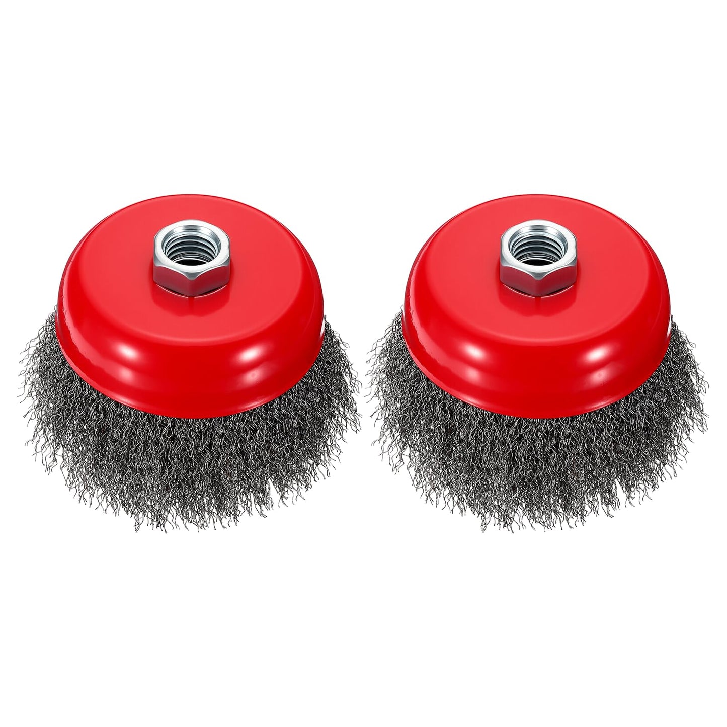 DTGN 3 Inch Wire Cup Brush for Grinder - 2 Pcs - Carbon Steel Crimping(0.012" Wire Size) Wire Wheel for Angle Grinder with 5/8"-11 Arbor - Good for Cleaning Rust Paint Abrasive