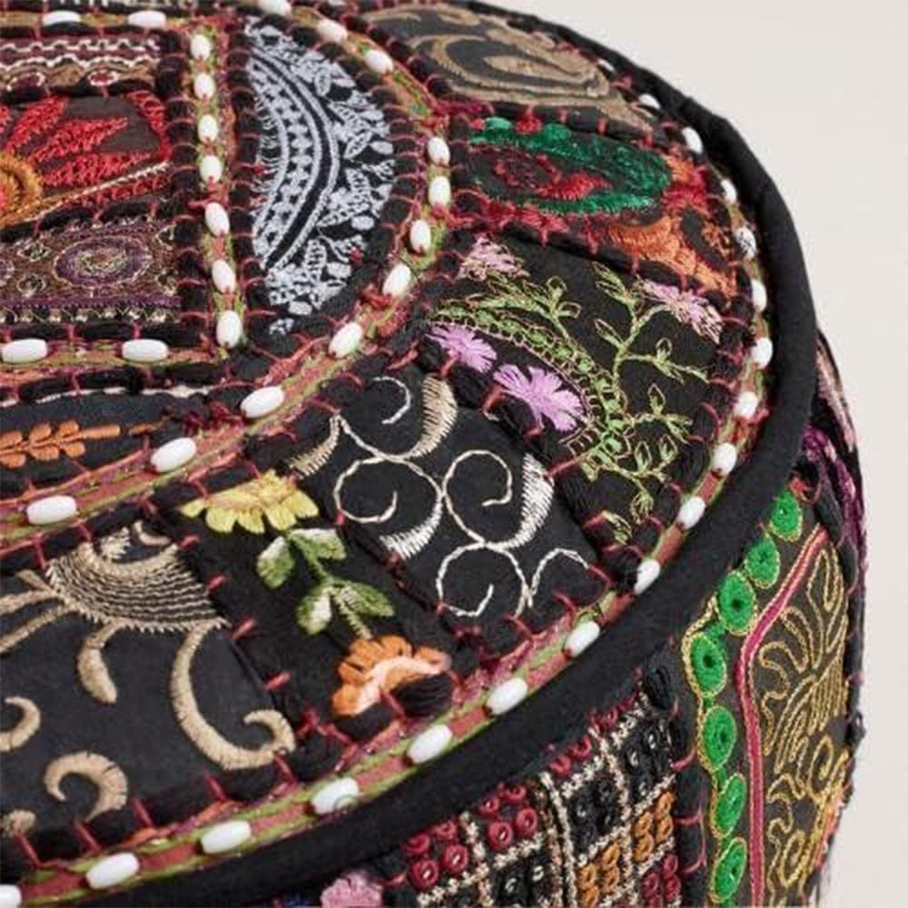14"x22") Sophia-Art Indian Embroidered Patchwork Cover Indian Decorative Comfortable Floor Cotton Cushion Ottoman Pouf