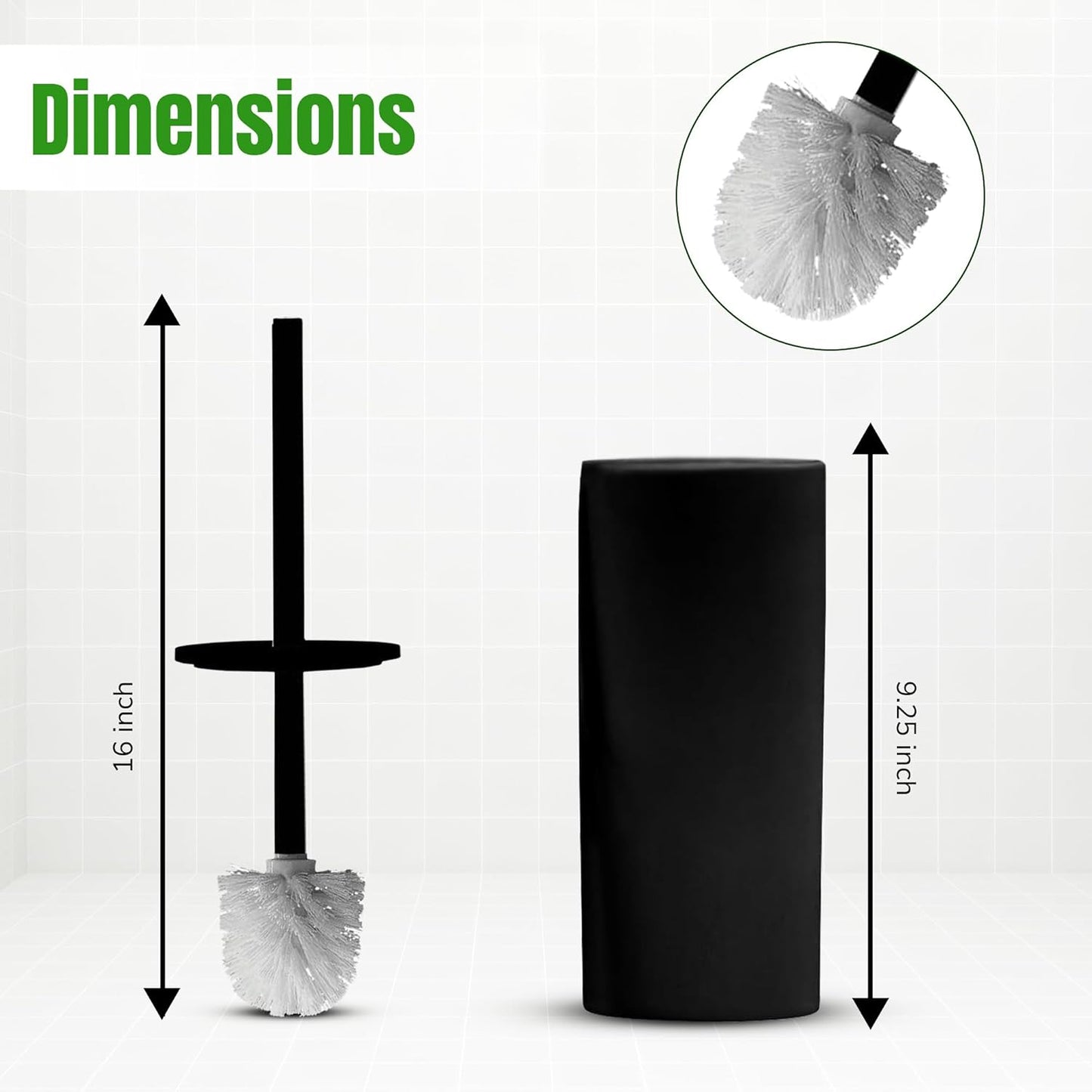 Bath Elements Set Toilet Bowl Brush for Bathroom with Holder | Modern Chic Designs Toilet Cleaner with Hidden Brush
