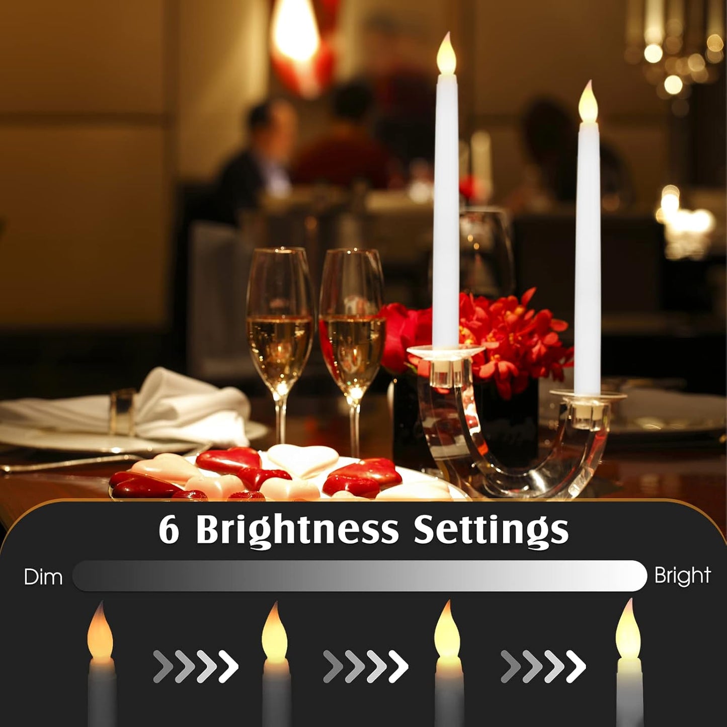 24 Pack 11" 3D Dimmable Tuanse Flameless Taper Candles with Remote & Timer, Flickering LED Battery Operated Window