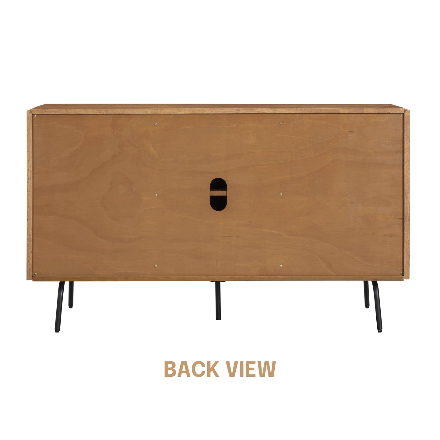 NTC MOSSIC Modern Sideboard with 3 Doors, Natural Rattan Storage Cabinet, Buffet with Metal Legs, Boho Accent Cabinet for Living Room, and Entryway, Effortless Assembly, Teak Look