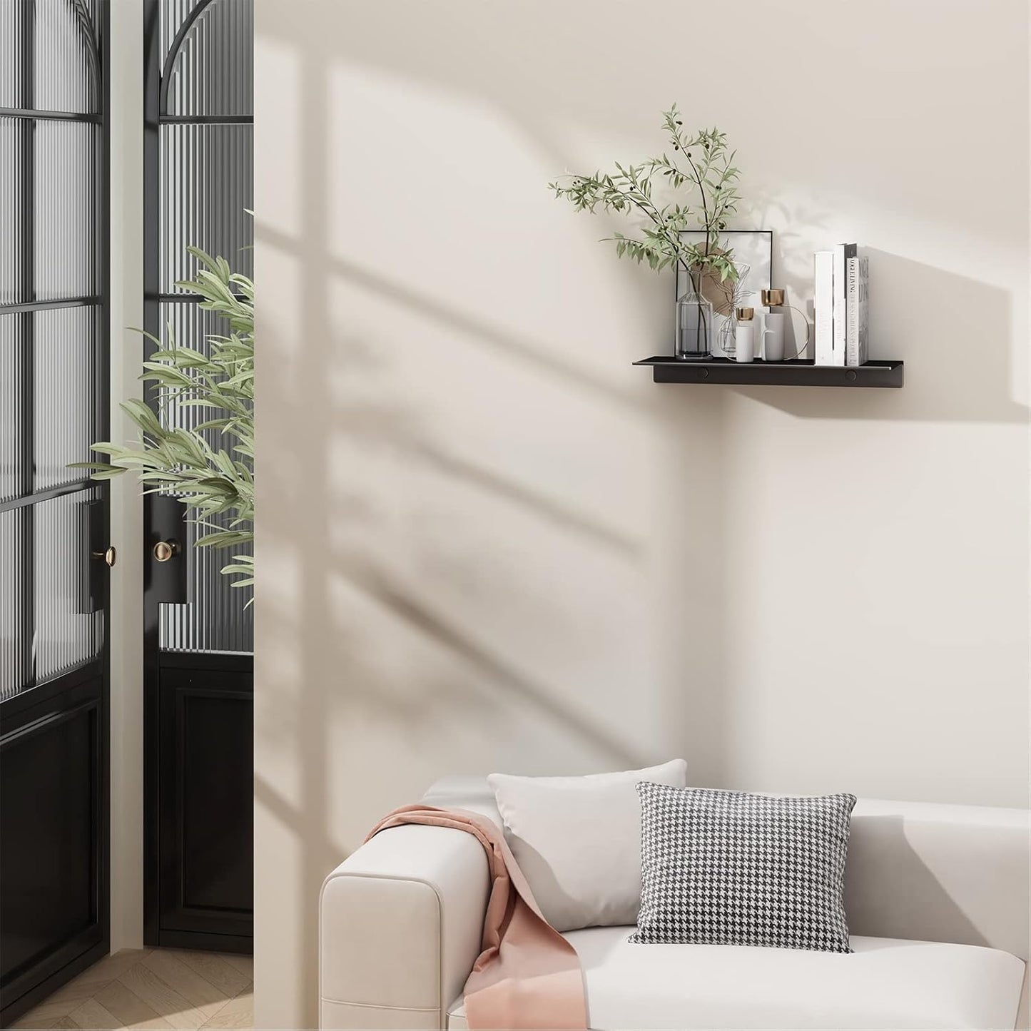 Danpoo Black Metal Wall Shelf - Small Floating Shelf, 12" Display Shelves for Bathroom Storage