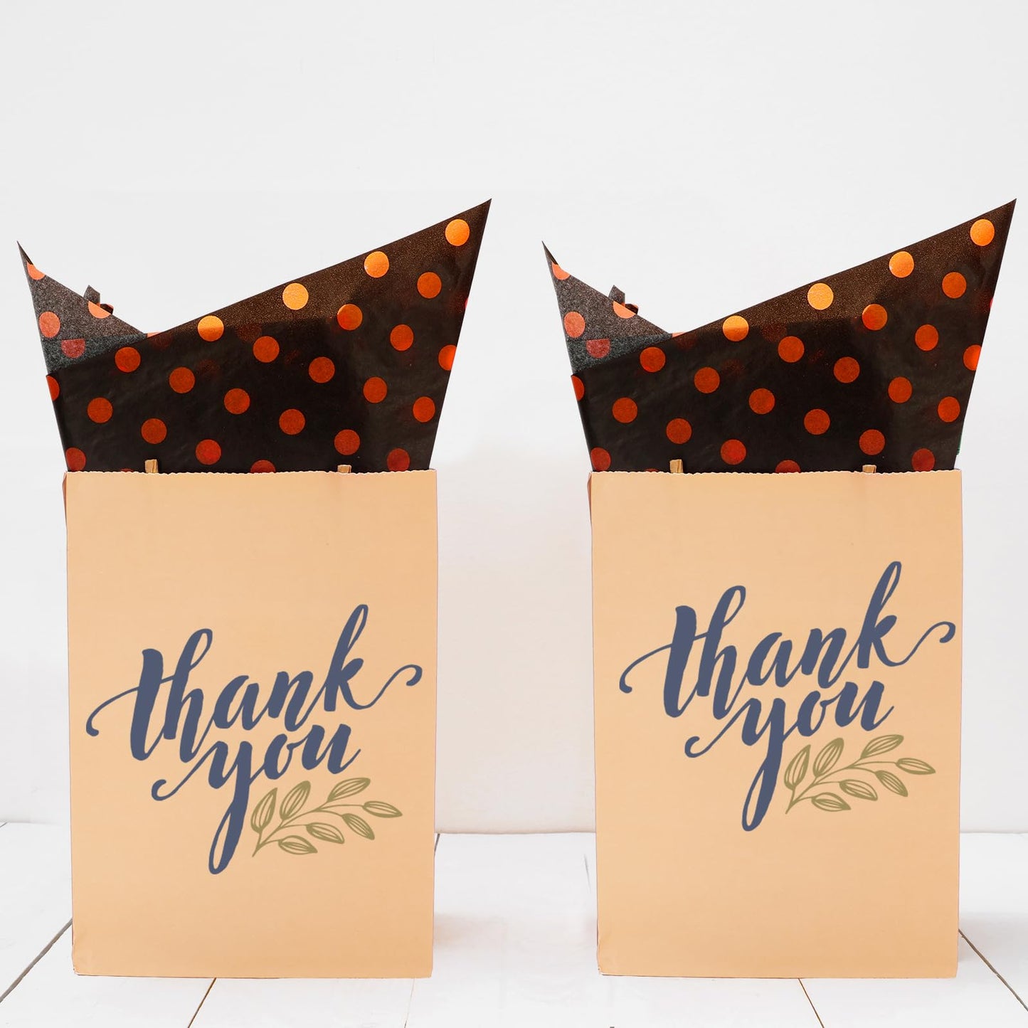 Whaline 100 Sheets Halloween Tissue Paper Polka Dot Gift Wrapping Paper Black Orange Art Sheet for Holiday Birthday Baby Shower Party DIY Crafts Supplies, 14 x 20 Inch