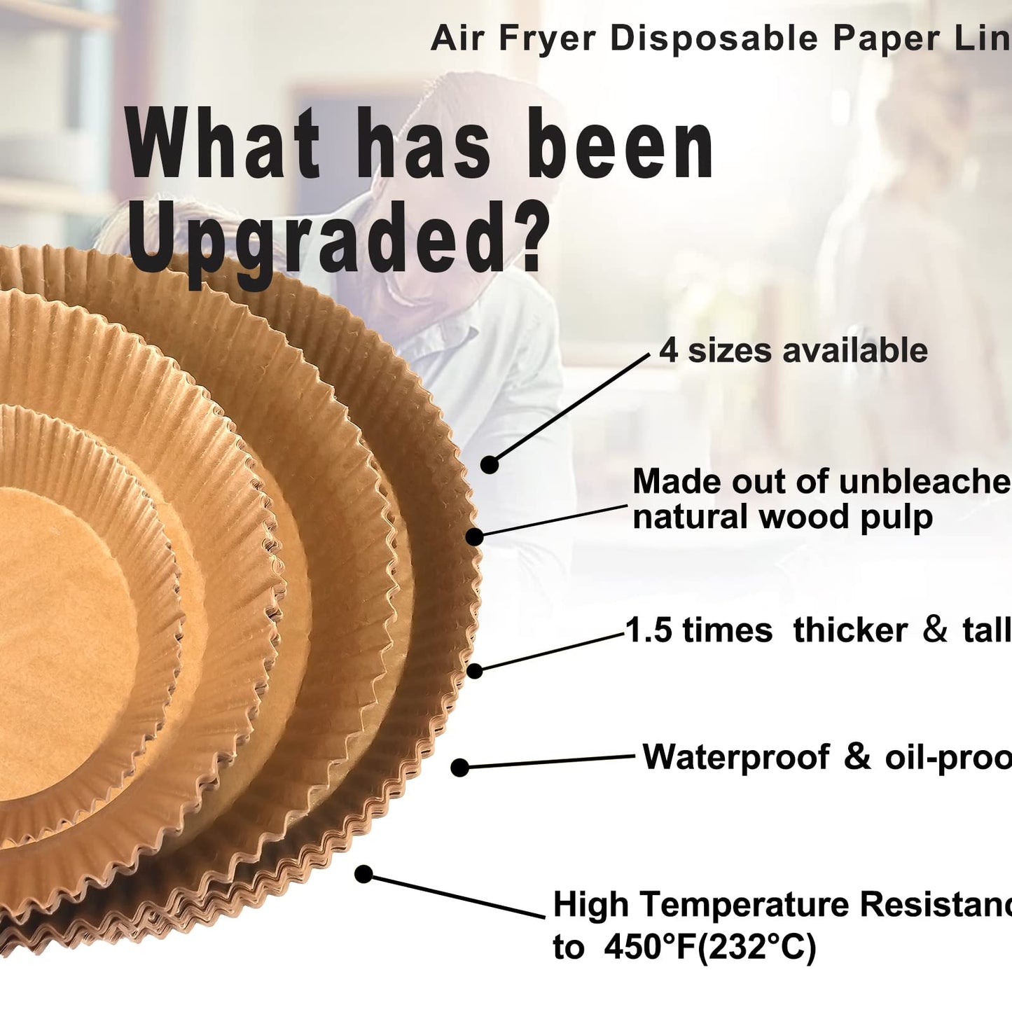 Air Fryer Liners Disposable 9 Inch, 9 inch Air Fryer Liners 125 Pcs Large Square Air Fryer Paper Liners for 5QT 6qt 8QT Air Fryer, Non-stick Parchment Paper for Frying, Baking