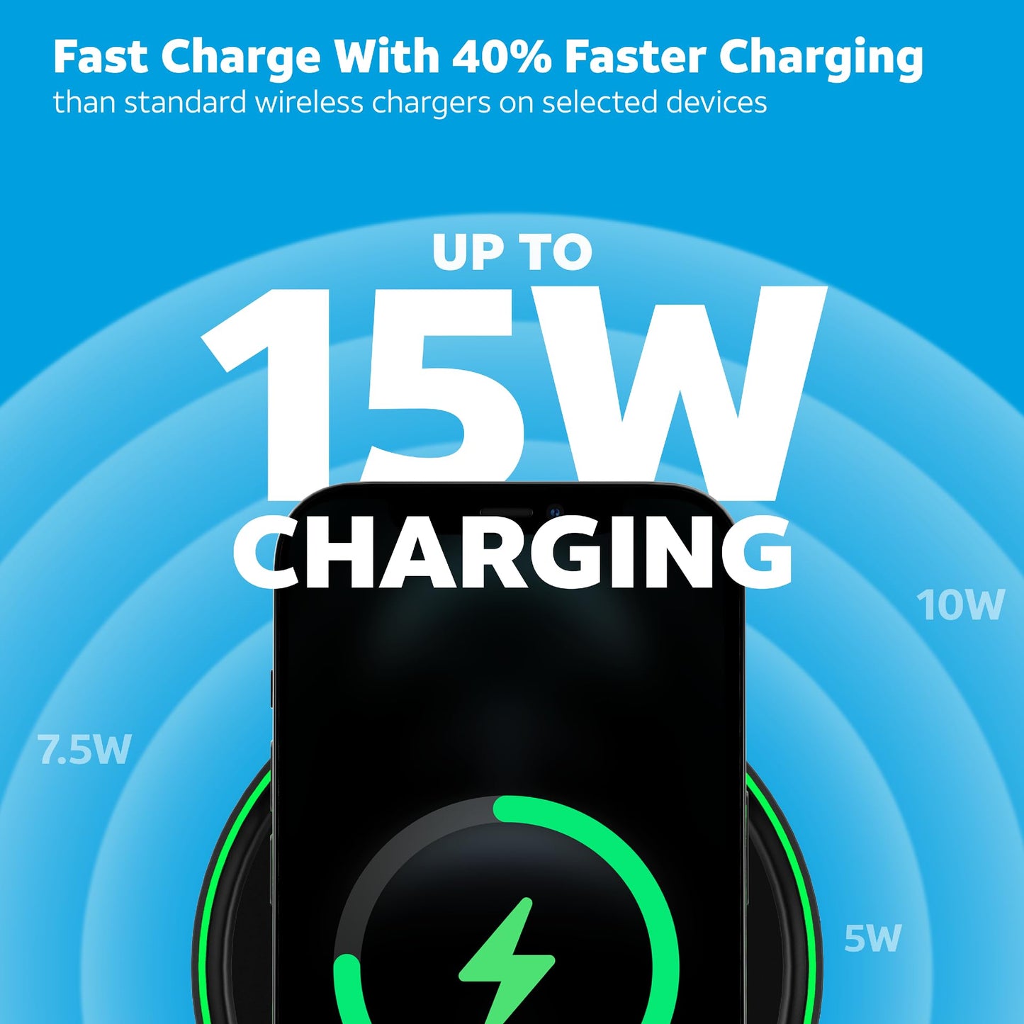 AT&T Professional Series 15W Wireless Charging Pad White Premium USB-C Fast Charging Universal Device Compatibility Qi Certified Technology