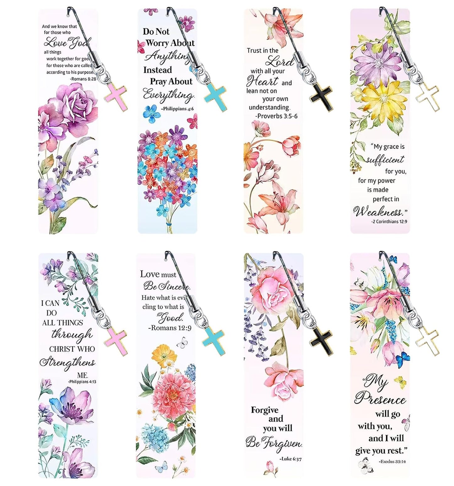 HTTDMY 8PCS Diamond Painting Art Bookmarks,Cute Acrylic Bookmarks Crafts Kits Gifts with Pendants for Adult Women Book Lovers (Flower)