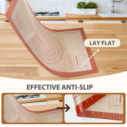 Pastry Mat, 0.7mm Extra Thick 28 x 20 Inches Large Non Stick Silicone Baking Pad, Pie Crust Rolling Supplies for Making Christmas Cookies Bread, Easy to Clean