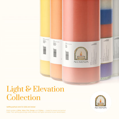 Alumenza Bulk 6 Pack Orange 7 Day Candles in Glass Jar – Paraffin Wax, Clean Burning Unscented | Large & Tall Devotional Prayer Pillar Candles for Home, Memorial, Spells, Long Lasting