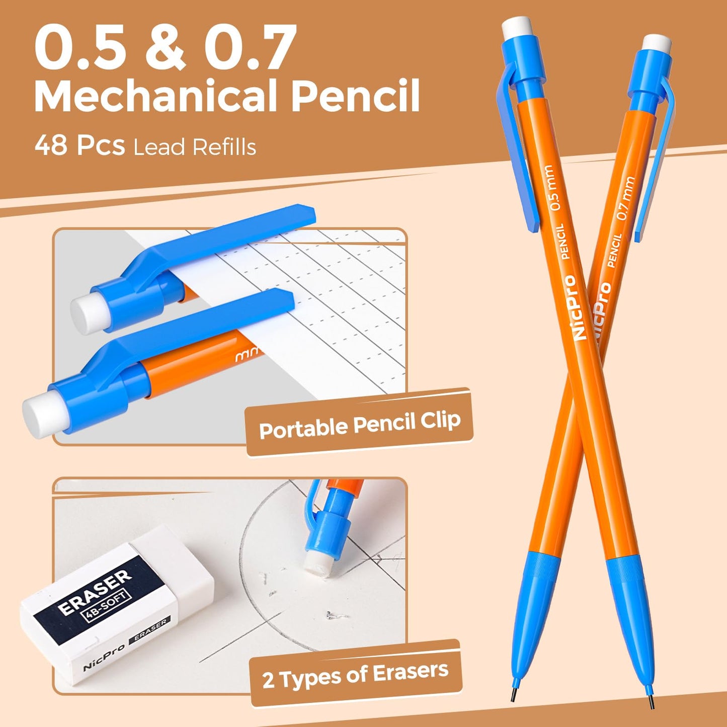 Nicpro 17 PCS Compass Geometry Set for Students, Drafting Tools Math Protractor Compass with Rulers, Mechanical Pencil, Square Set, Box of Protractors Kit for Class Supplies, Back to School Supplies