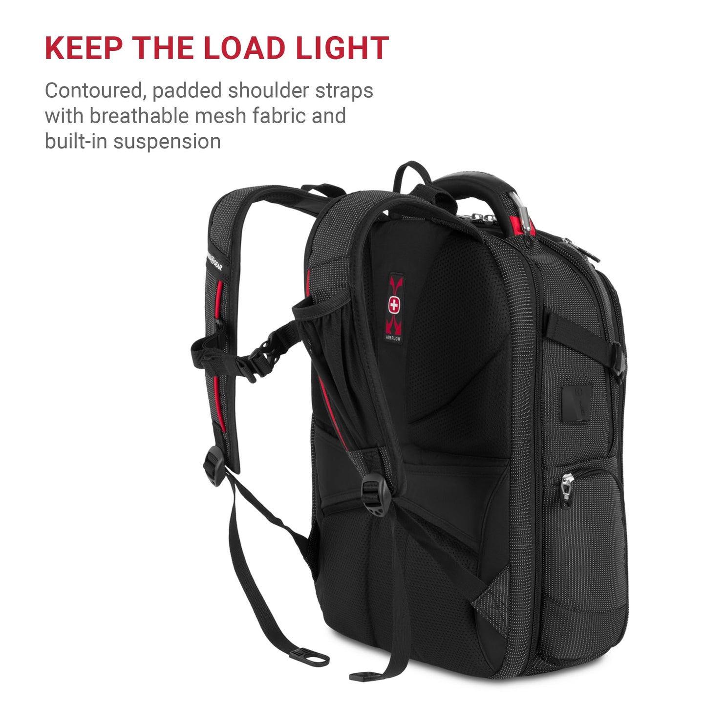 SwissGear Travel Tech Elite Laptop Backpack – Fits Laptops up to 16” – ScanSmart TSA-Friendly Backpack with USB Port, Shoe Compartment & Organizer Pockets – Black Dot