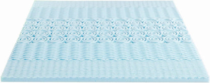 Mellow 2 Inch 5-Zone Memory Foam Mattress Topper, Cooling Gel Infusion, Full Size, Blue