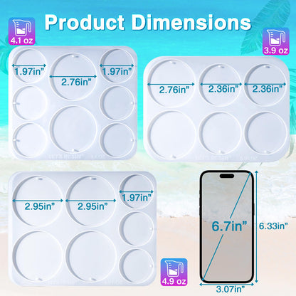 LET’S Resin 21-Cavities Keychain Resin Molds with Hole, 4 Sizes 2.95'' 2.76'' 2.36'' 1.97'' Flat Circle Round Silicone Molds for Resin, Epoxy Resin Molds for DIY Christmas Ornaments,Wedding Favor