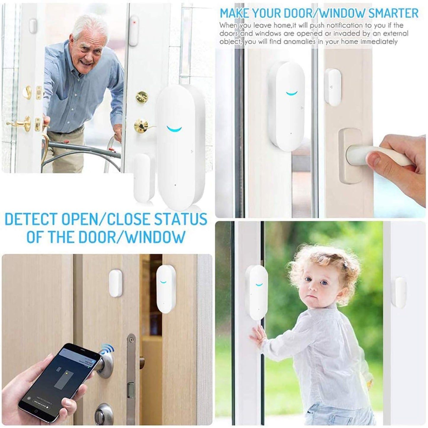 Tuya WiFi Door Sensor: Wireless Security Alarm, Compatible with Alexa, Google Home, Siri - Smart Door Sensor for Home Business Security (1 Pack)