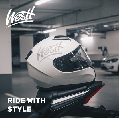 Westt Motorcycle Helmets Full Face Helmets - Street Bike Helmet with Dual Visor DOT Approved for Men Women Adults Compact Lightweight Storm X Grey Black White (Grey, L (23.23-23.62 in))