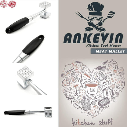 Meat Tenderizer Tool, 8.8 inches Dual-Sided Nails Meat Mallet with Rubber Comfort Grip Handle for Steak, Chicken, Fish