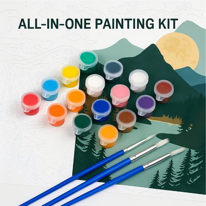 Scenic Drive Paint by Numbers Kit for Adults - DIY Mountain Road Through Autumn Forest Painting On Canvas, Acrylic Paint Set, Suitable for Beginners, Art for Home Decoration