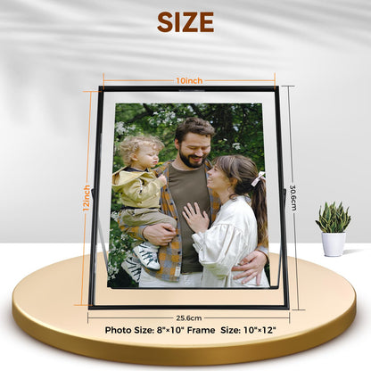 AhaGo Black Floating Frame, 10"x12", Portrait, For Picture 9x11, 8.5x11, 8x10, Tabletop Shelf Photo Frames, Classy For Father's Day, Wedding, or Birthday