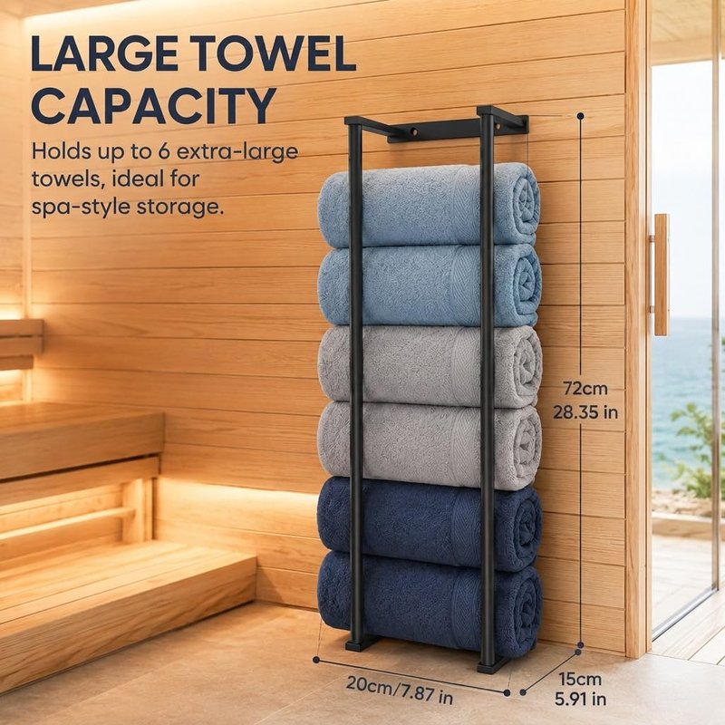 Bathroom Towel Storage Rack,28 Inch Stainless Steels Towel Racks for Bathroom, Wall Mounted Organizers and Storage Shelves for Bathroom,Brushed Silver