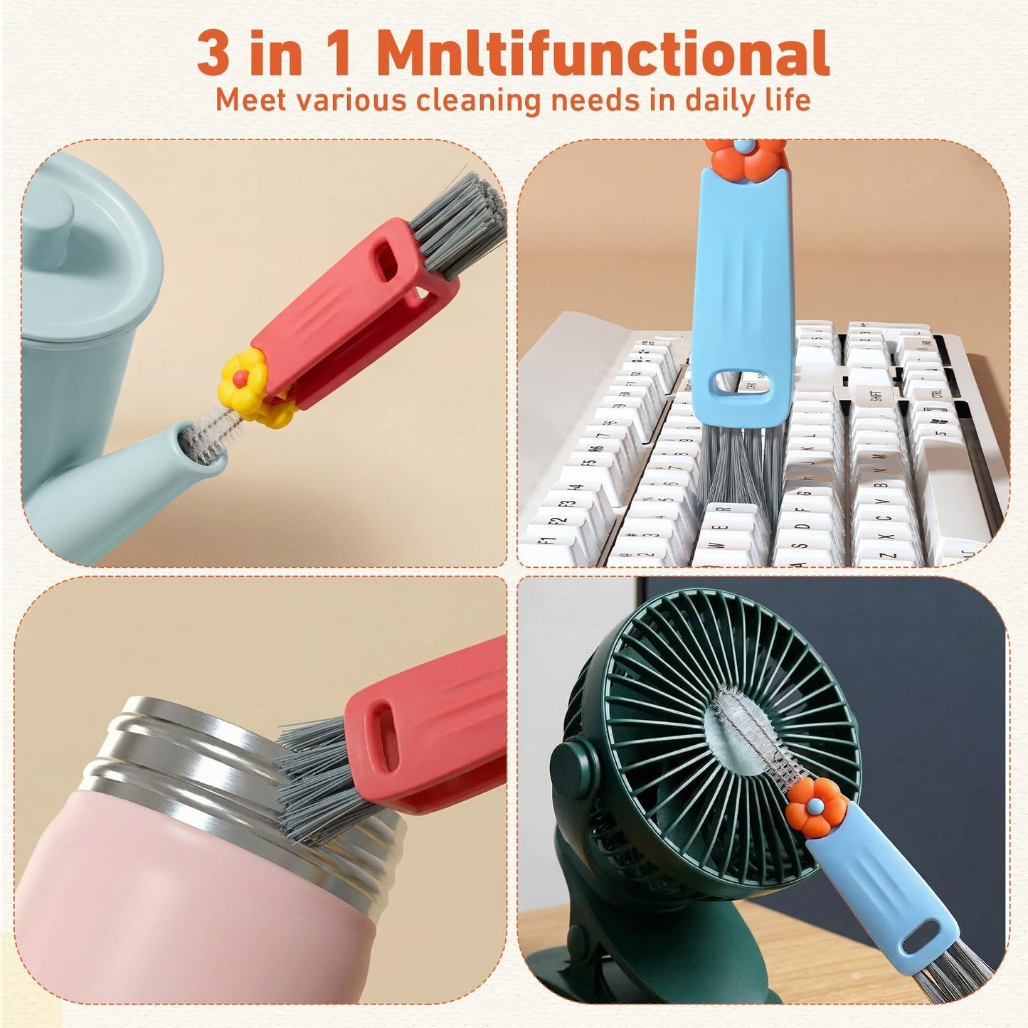 Acellegic 20 Pack 3-in-1 Cup Lid & Gap Cleaning Brush Bulk, Multifunctional Bottle Cleaning Brush Set for Cup Lid, Gap and Corner Brushes, Home Kitchen Clean Brushes Tools