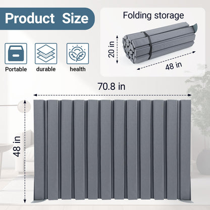 AmazingSpark 1 Pcs 48" X 6' Soundproof Room Divider Panel, Foldable Acoustic Partition Wall with Stand and Straps, Freestanding Privacy Screen for Office Study Bedroom Studio Library (Grey)