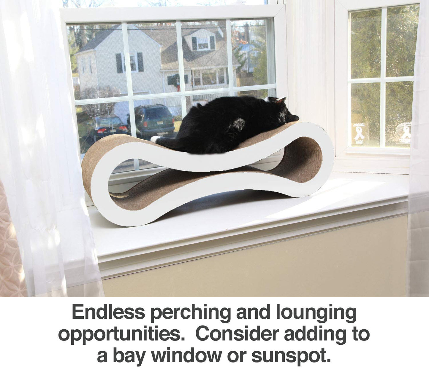 PetFusion Ultimate Cat Scratch Lounge, Cat Scratchers for Indoor Cats, Reversible & Durable, Made from Recycled Corrugated Cardboard, Cloud White