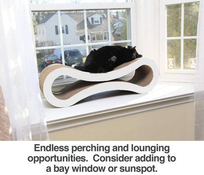PetFusion Ultimate Cat Scratch Lounge, Cat Scratchers for Indoor Cats, Reversible & Durable, Made from Recycled Corrugated Cardboard, Cloud White
