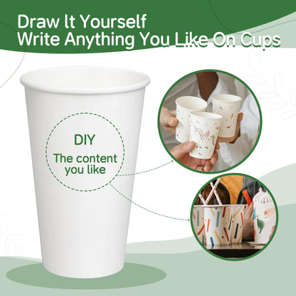 ECOEXTRA Coffee Cups 8 oz 1000 Pack, Disposable Paper Cups for Hot Beverage Drinkings, White Hot Bulk Paper Cups Suitable for Party, Picnic, Travel, and Events