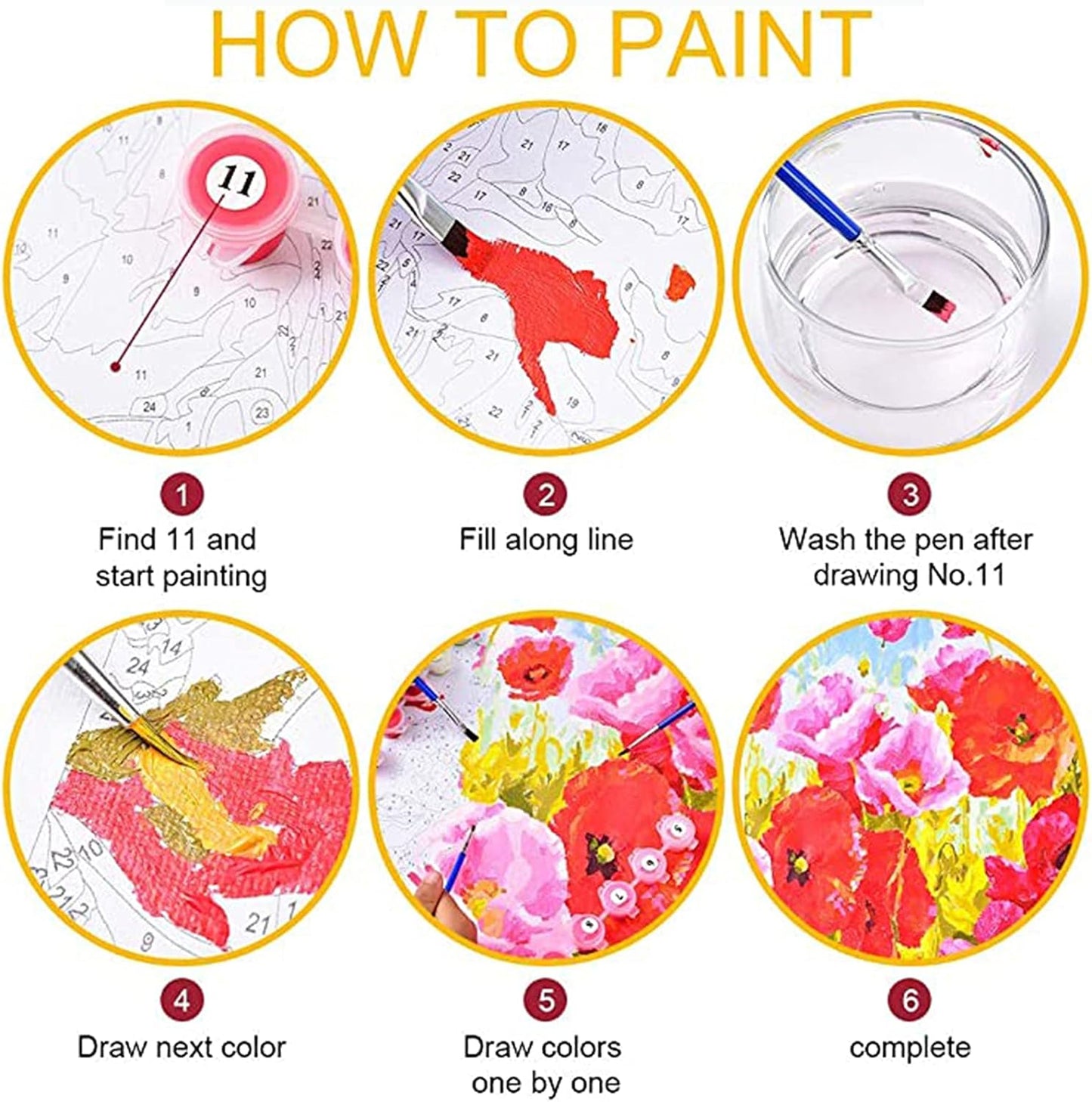 Tucocoo Wildflower DIY Paint by Number for Adults, Rustic House Digital Oil Painting Kits on Canvas for Home Decor